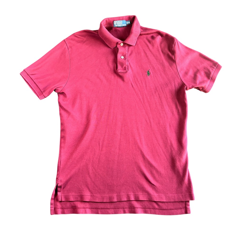Polo Ralph Lauren Mens Medium Burgundy Short Sleeve Pique Cotton Polo Shirt